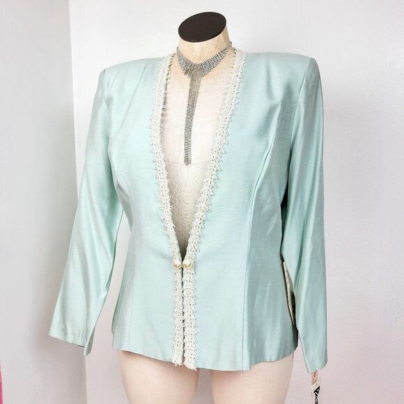 Vintage 90s Deadstock Icy Blue Blazer Jacket - Picture 1 of 13